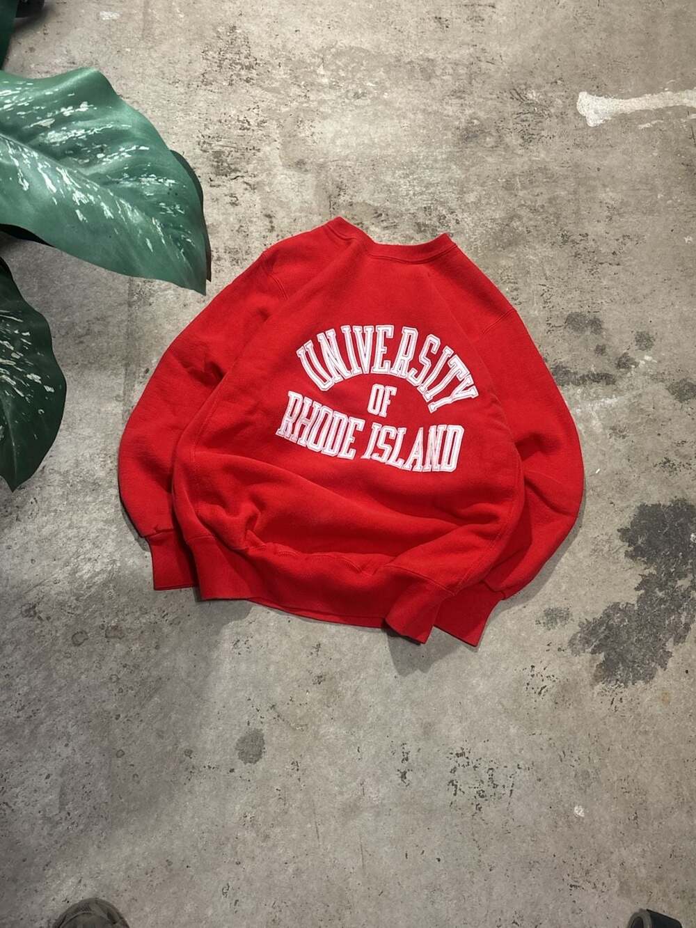Vintage 80s University of Rhode Island Crewneck Sweatshirt MVP Pro Weave Red